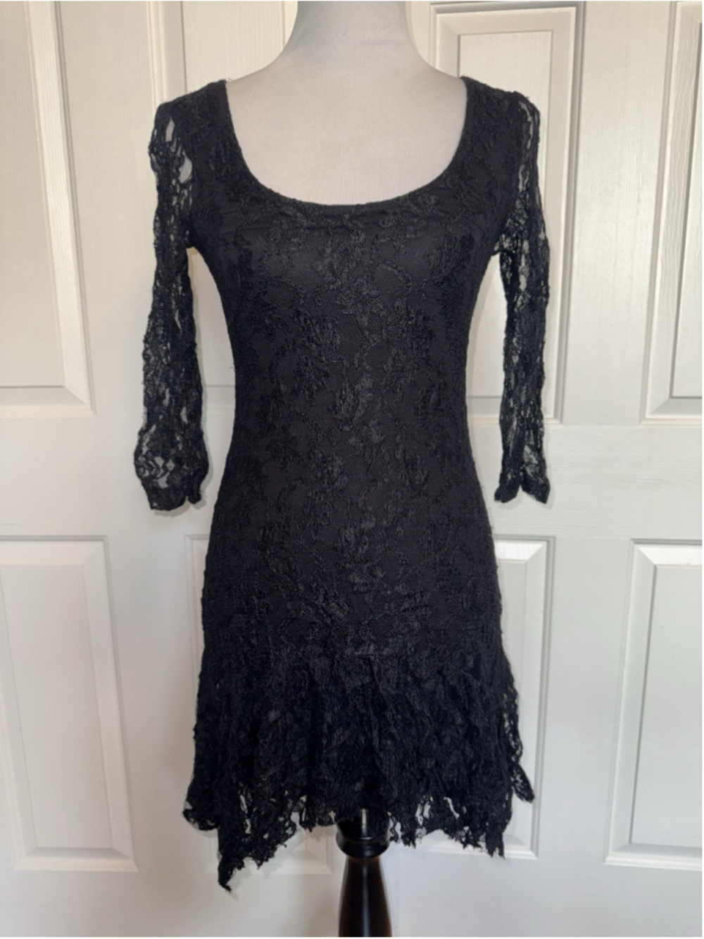 Ecote Black Lace Dress Whimsigoth Goth Witchy Dark Fairy Romantic Mini Small